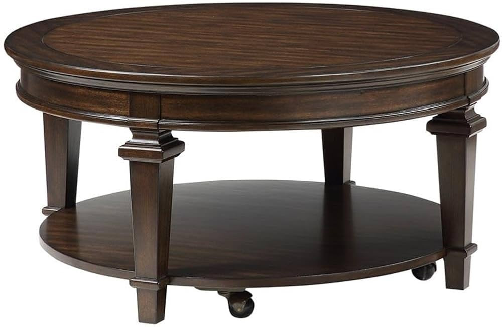 Pemberly Row 40" Round Traditional Wooden Coffee Table in Espresso | Amazon (US)