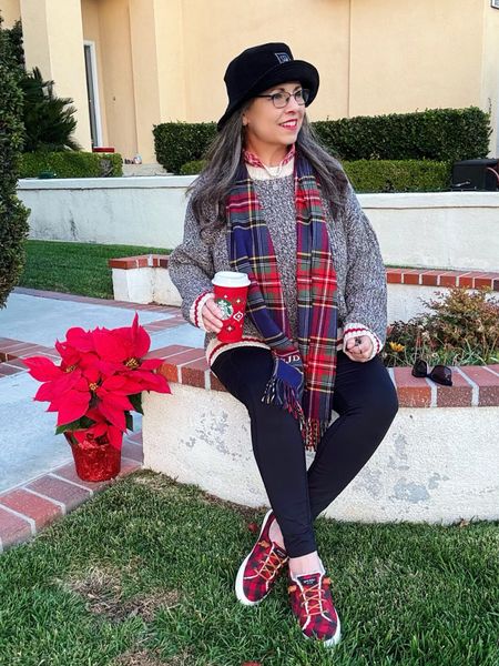 Cozy Cabin Sweater, pattern mix and layering! True to size, fleece lined #Sperry ❣️ https://share.roots.com/micupoftea!ea35192f5c!a?locale=en_CA for Roots discount ❣️#casualoutfit #sweater #sneakers #plaid #red #checks #gingham #December #leggings #Roots #hat 

#LTKSeasonal #LTKstyletip #LTKshoecrush