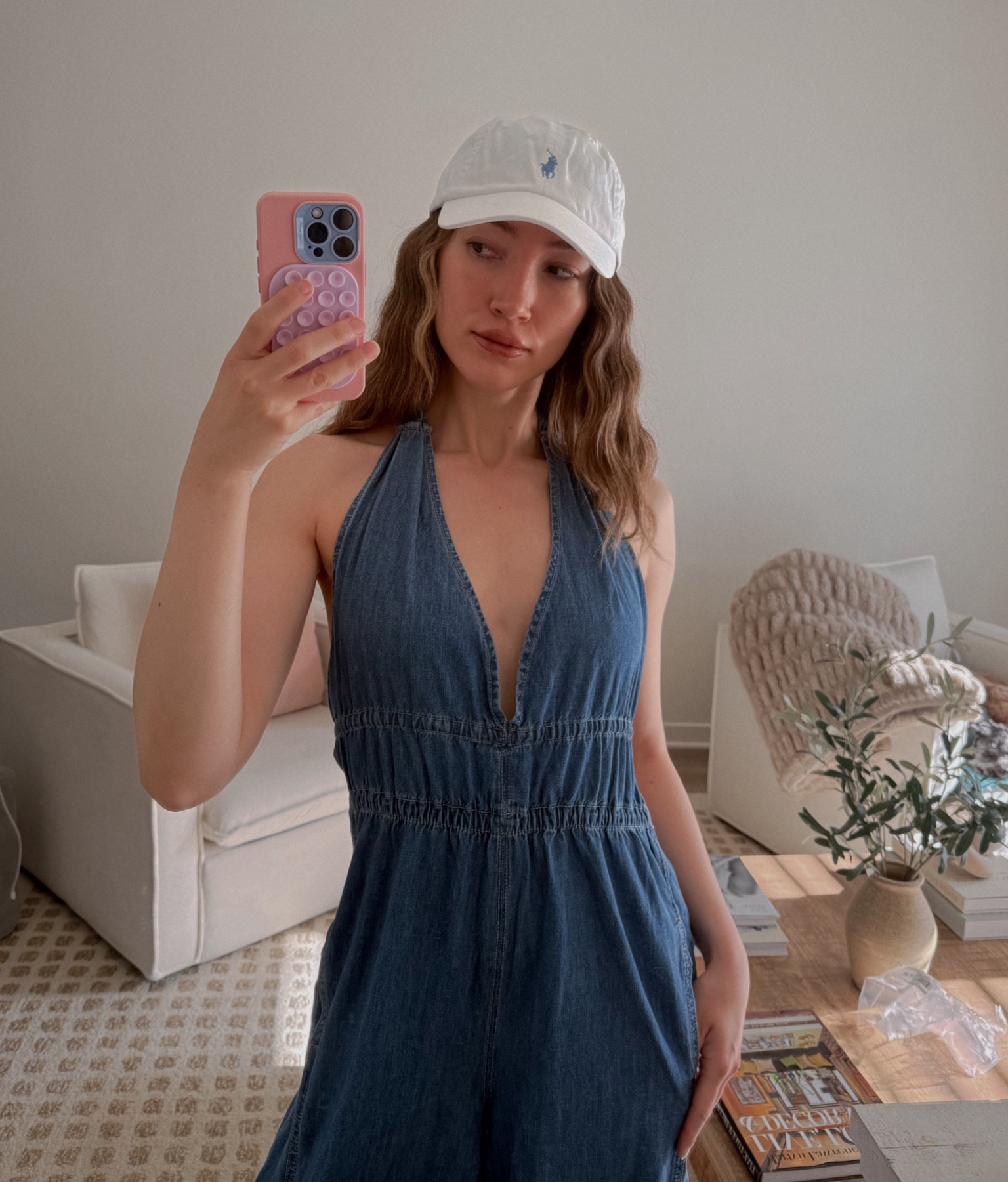 Custom Ralph Lauren 🧢 + Free People Denim Jumpsuit 

#LTKFindsUnder100 #LTKStyleTip