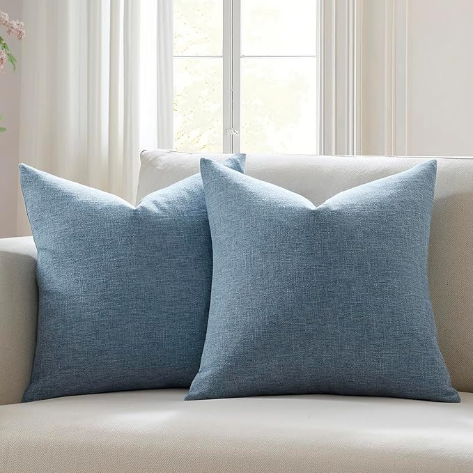 Meekio Set of 2 Deep Grey Blue Pillow Covers 18 x 18 Inch Farmhouse Boho Decorative Throw Pillow ... | Amazon (US)