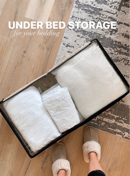 I use this under bed storage from Amazon for my fresh duvet cover, waffle blanket, and sheets! 

Code for additional savings on rug TRIPLEC

Neutral rug, slippers, Amazon home, Amazon find, organization, bedroom organization, boll and branch, boutique rugs

#LTKFind #LTKhome #LTKsalealert