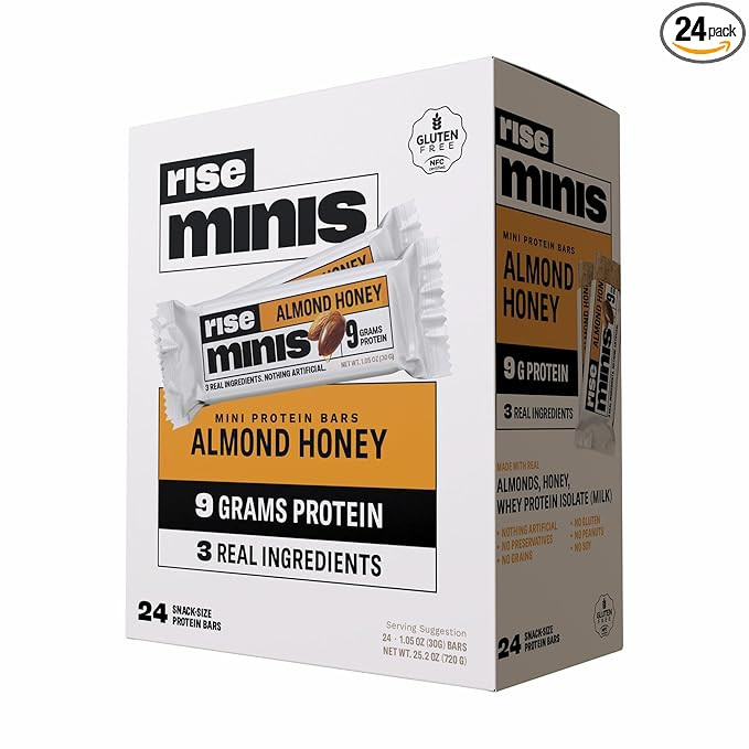Rise Bar Rise Minis, Mini Protein Bars, Almond Honey, 24 Snack-Size Protein Bars, 1.05 oz (30 g) ... | Amazon (US)