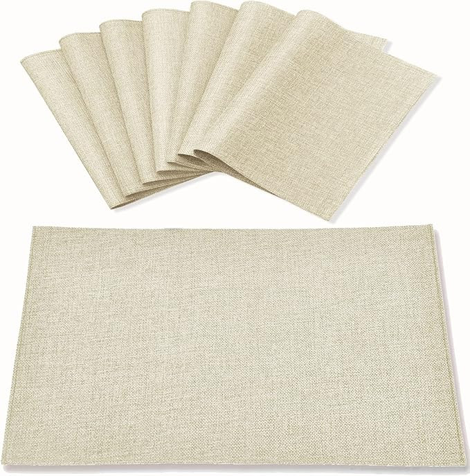 Cloth Placemats Set of 8, Linen Type Fabric Placemats Machine Washable Placemats Heat Resistant P... | Amazon (US)