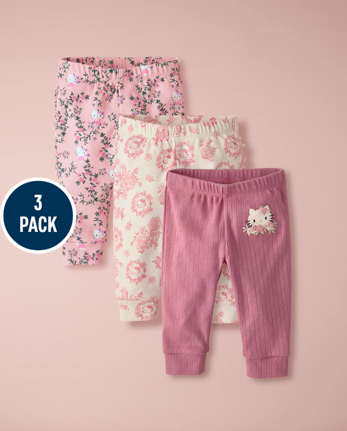 Baby Girls Hello Kitty Floral Toile Ruffle Leggings 3-Pack - MULTI | Gymboree | Gymboree