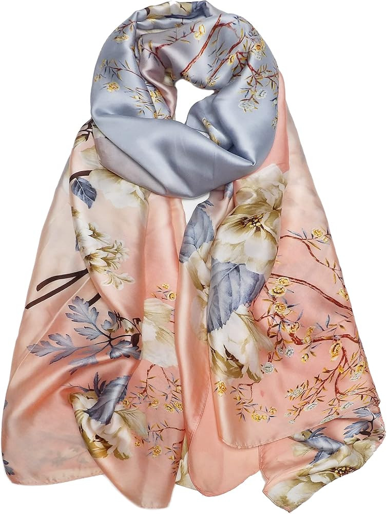 Silk Scarf for Women Fashion Long Satin Lightweight Large Shawl Wrap Printed Sleep 70''X35'' | Amazon (US)
