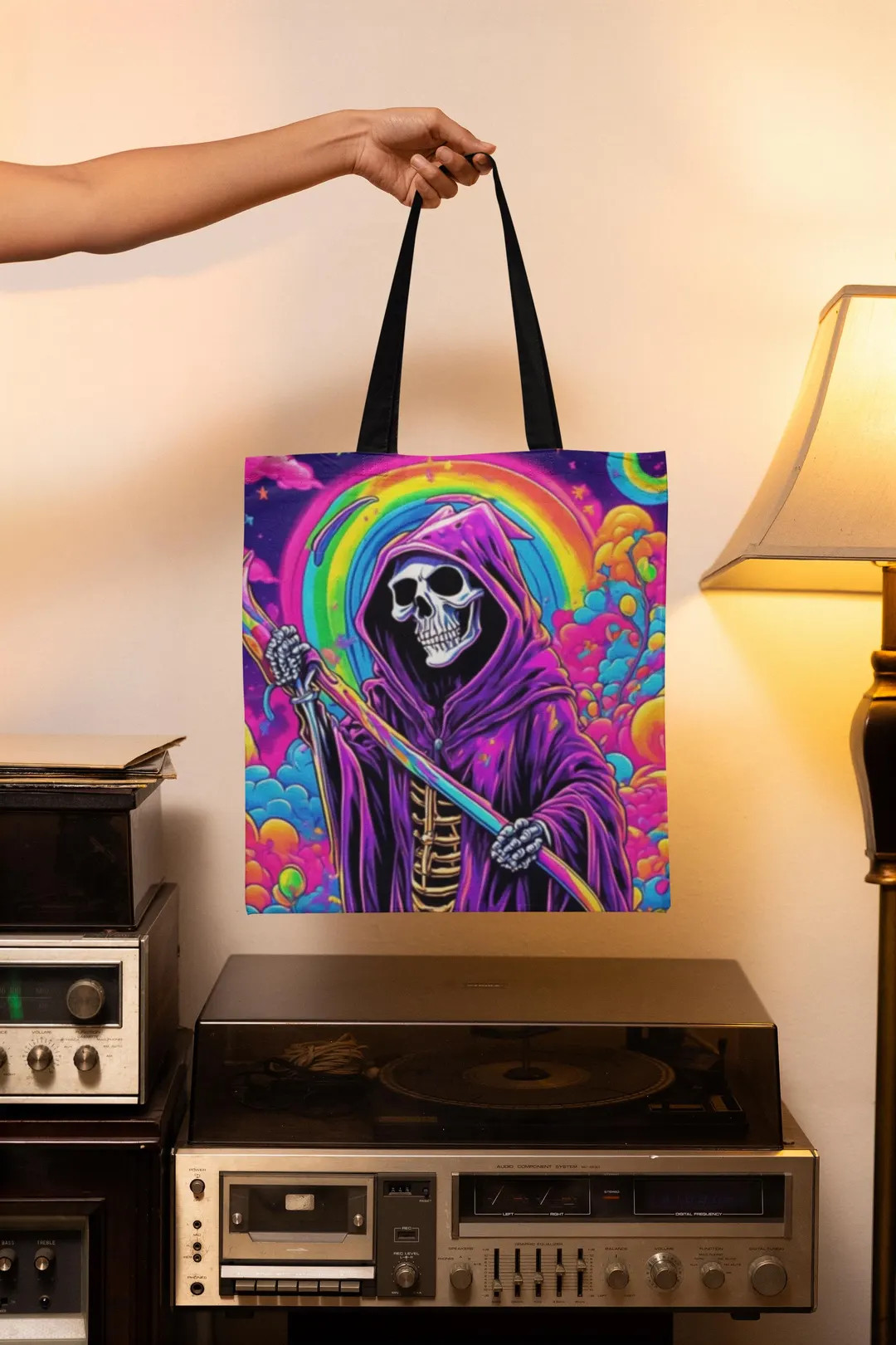 Colorful Grim Reaper Tote 90s Retro Nostalgia Quirky Colorful Goth Beach Bag Gift for Horror Fan ... | Etsy (US)