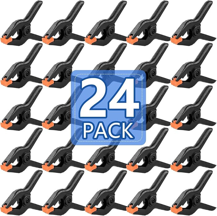 24 Pack 3.5 inch Plastic Spring Clamps, Black Heavy Duty Clips, Backdrop Clips, Plastic Clamps fo... | Amazon (US)