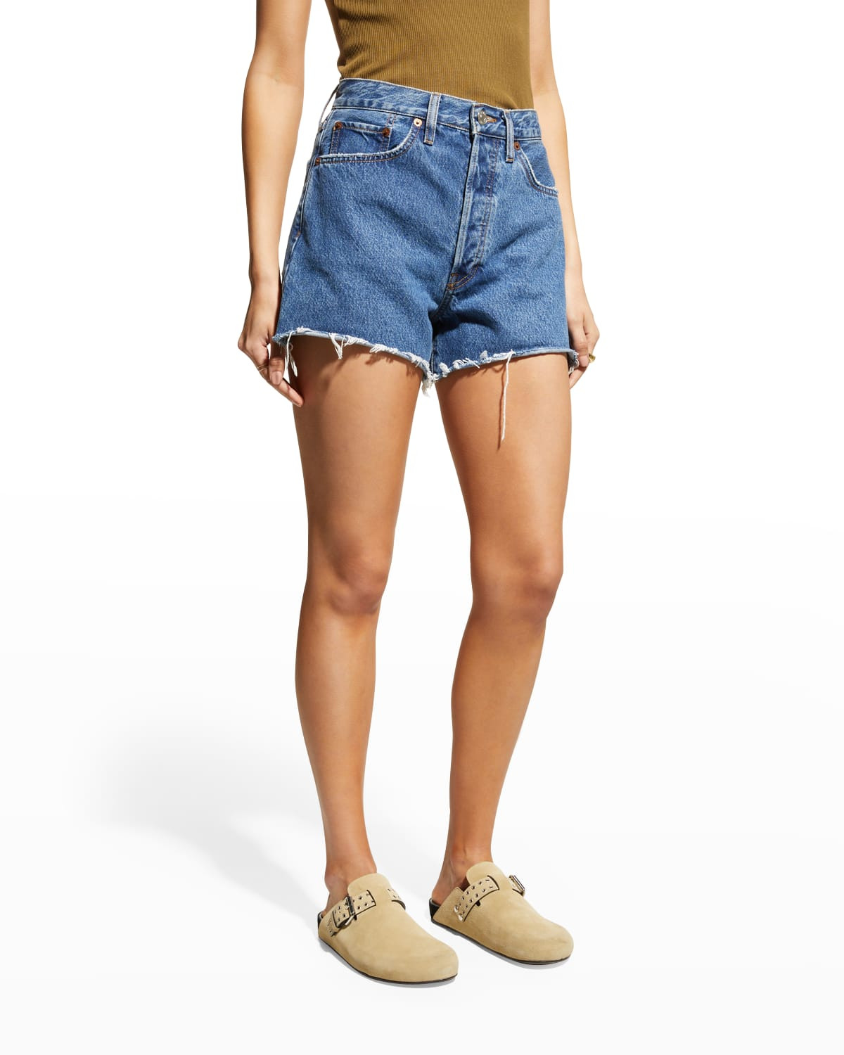 90s Low Slung Cutoff Jean Shorts | Neiman Marcus