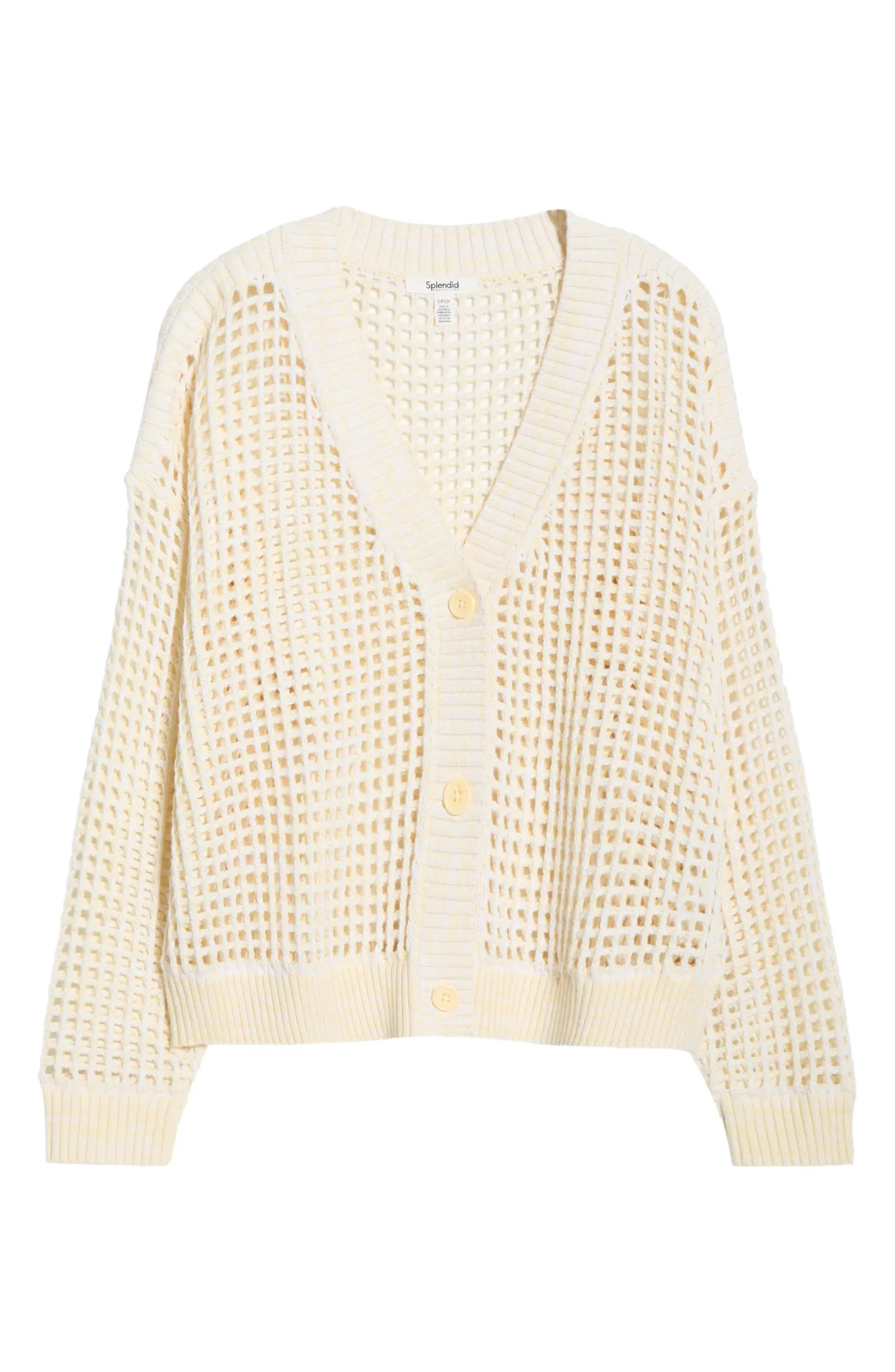 Camellia Openwork V-Neck Cotton Blend Cardigan | Nordstrom