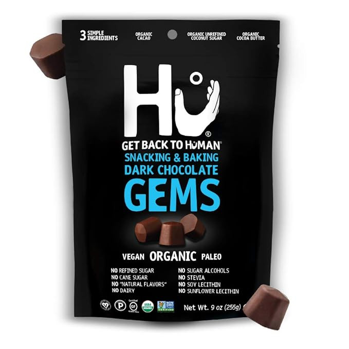 Hu Gems Chocolate Chips Vegan Snacks | 6 Pack, 9oz Each | Organic, Paleo, Dark Chocolate Baking C... | Amazon (US)