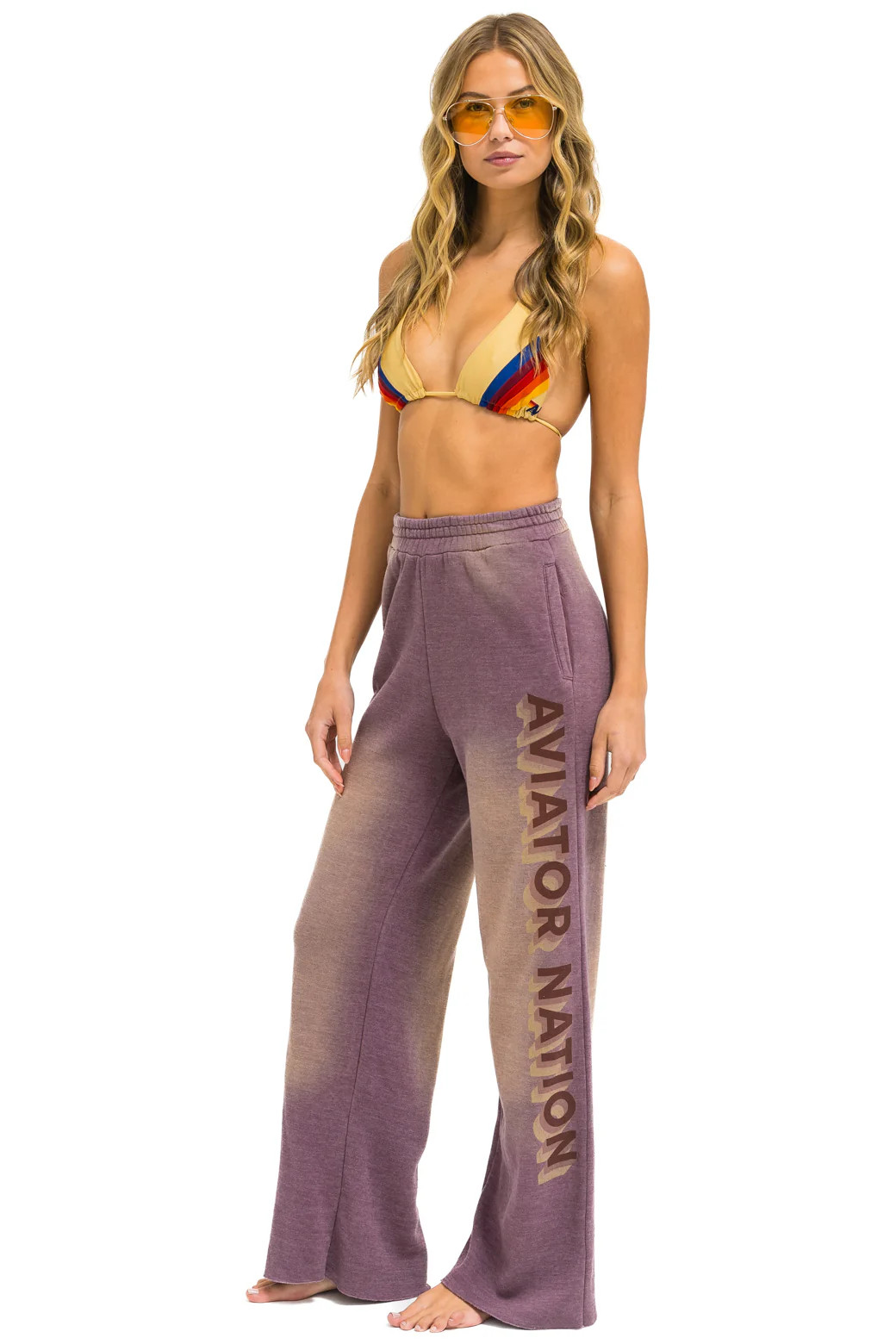 AN 3D WIDE LEG POCKET SWEATPANTS - FADED MOCHA | Aviator Nation