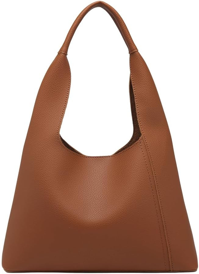 Slouchy Hobo Tote Bags for Women - Retro PU Leather Shoulder Handbag Purse Large Capacity 2pcs | Amazon (US)