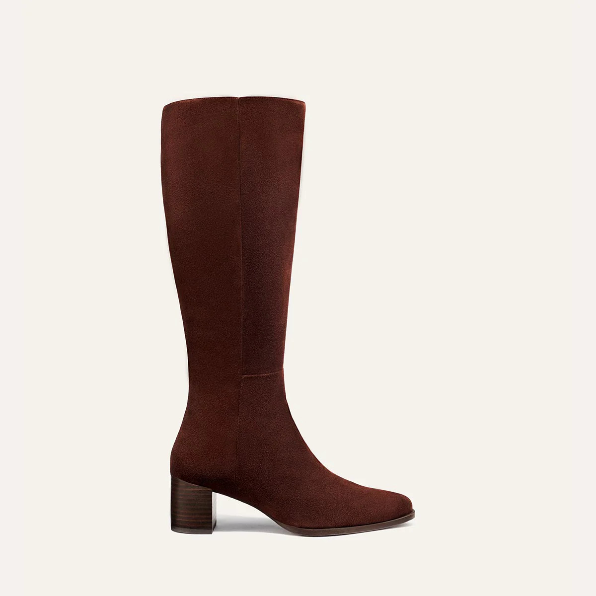 Knee High Heeled Boots in Brown Suede | The Uptown Boot | Margaux