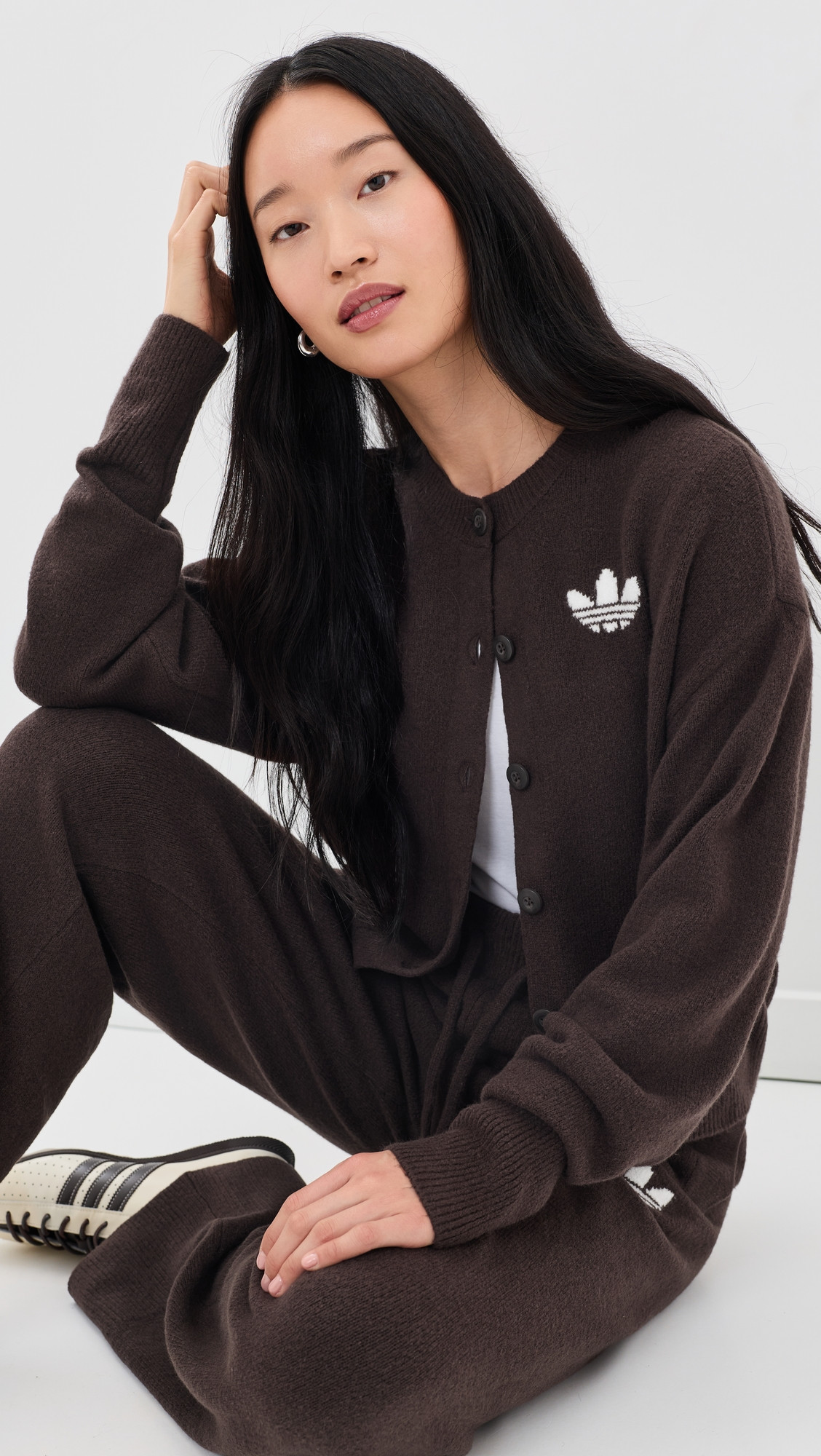 adidas Essential Knit Cardigan Aurora Coffee M | Shopbop