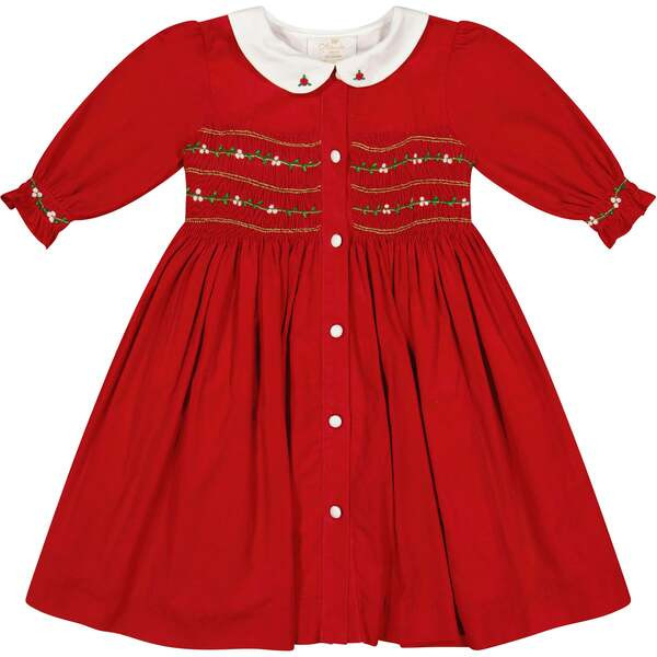 Olympe Red Holiday Smocked Dress | Maisonette