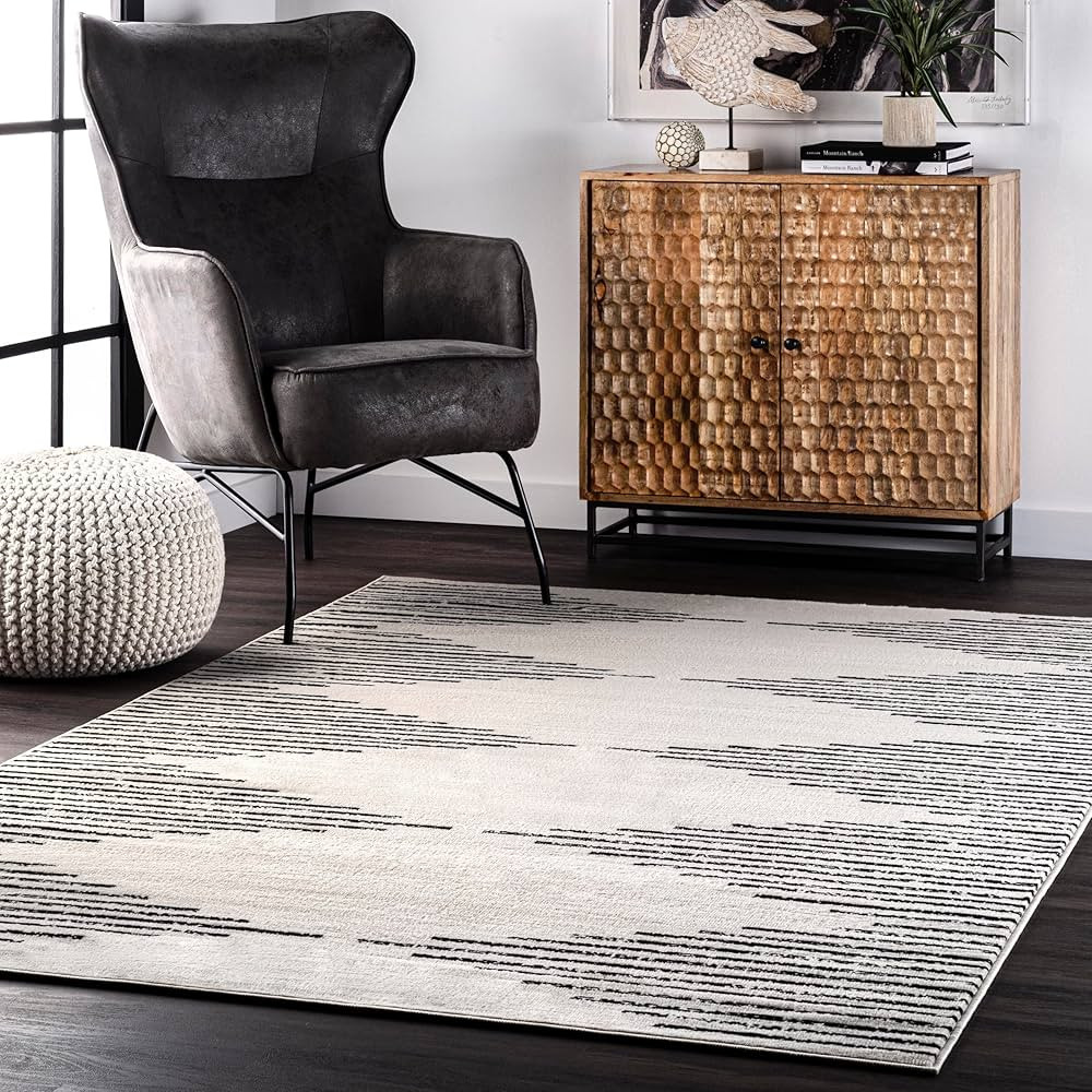 nuLOOM Romina Diamond Stripes Area Rug, 7x9, Beige | Amazon (US)