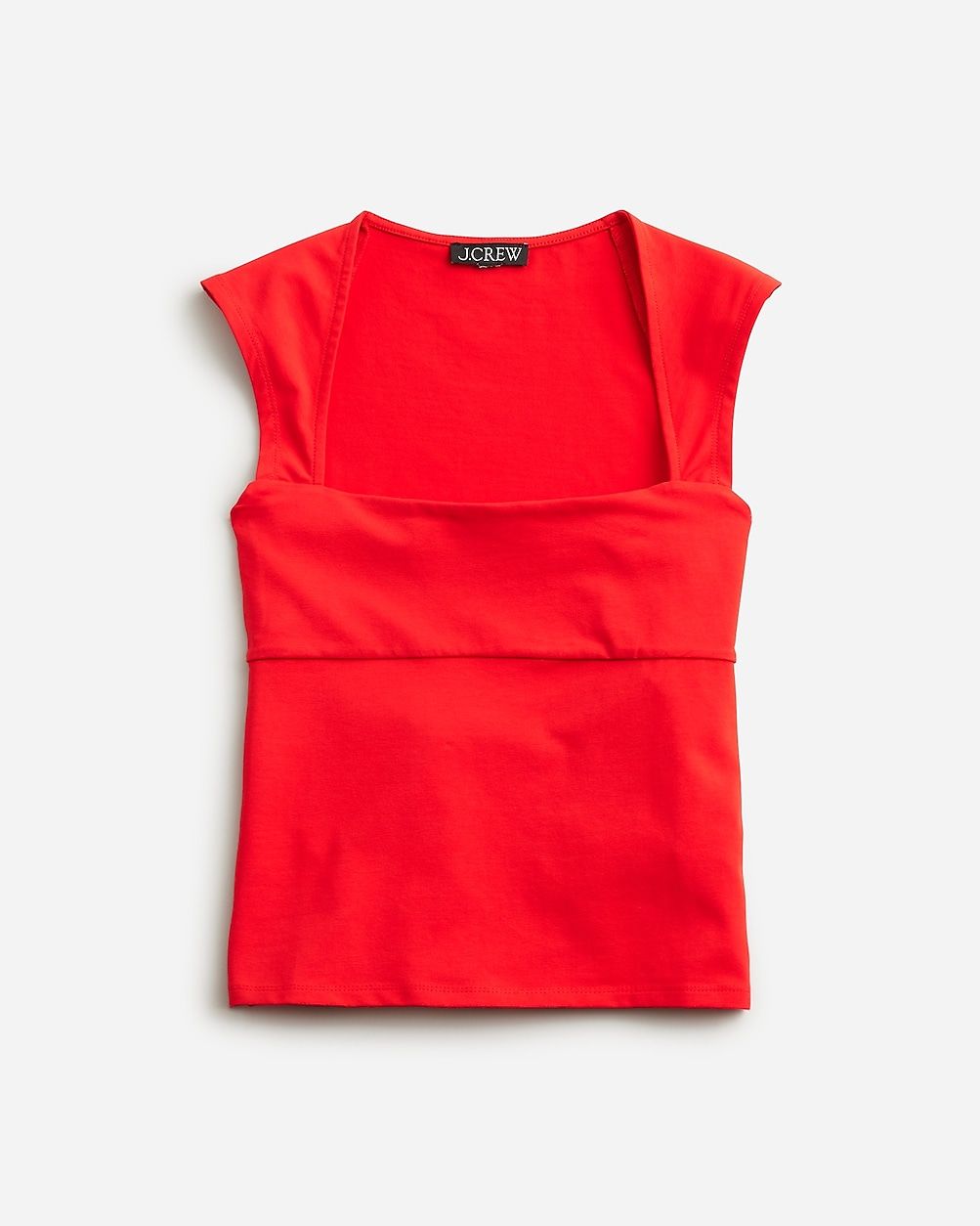 Squareneck cap-sleeve top in stretch cotton blend | J. Crew US