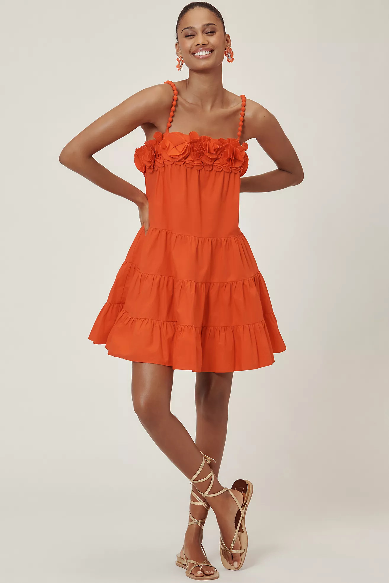 Saylor Carie Sleeveless Ruffled Square-Neck Tiered Mini Dress | Anthropologie (US)