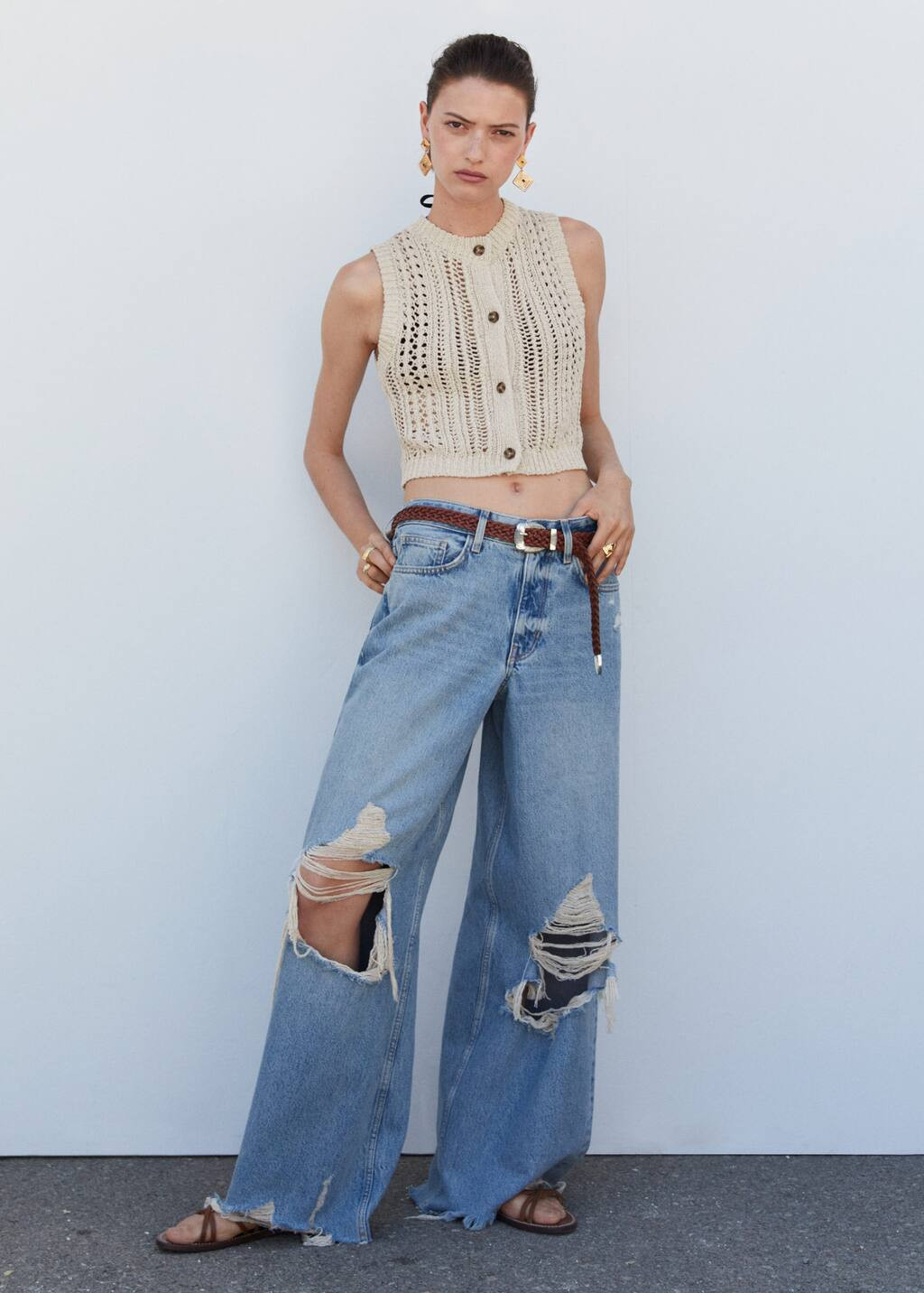 Openwork knit cotton cardigan -  Women | Mango USA | MANGO (US)