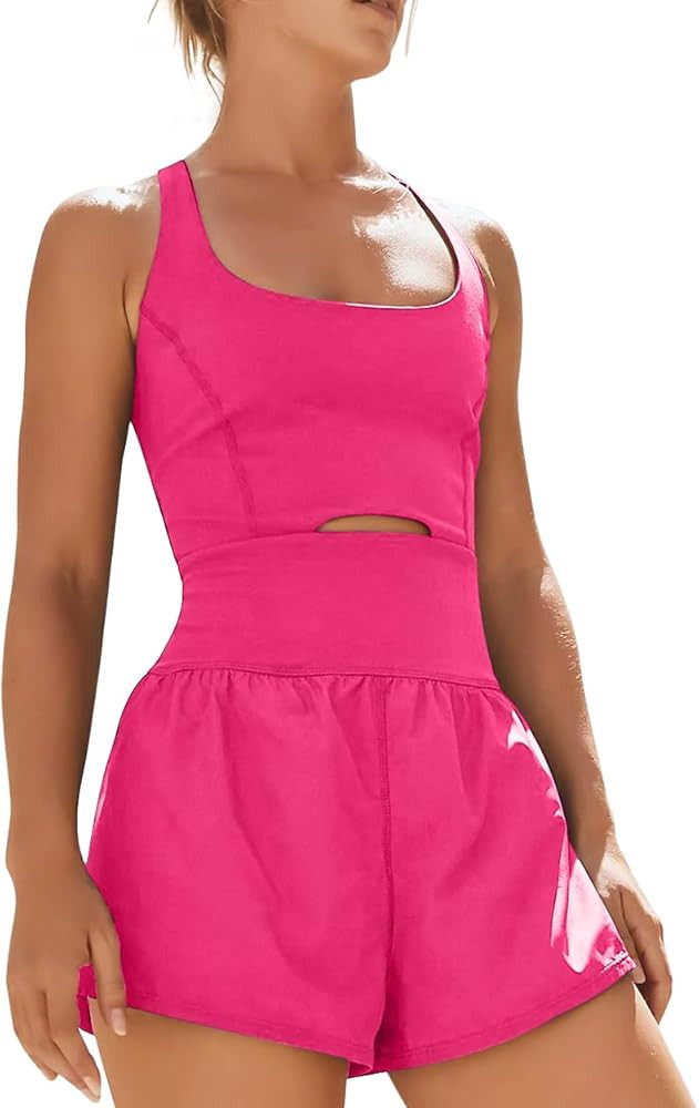 chwellic Athletic Romper Jumpsuits Womens Running Onesie Righteous Runsie Workout Outfits Exercis... | Amazon (US)