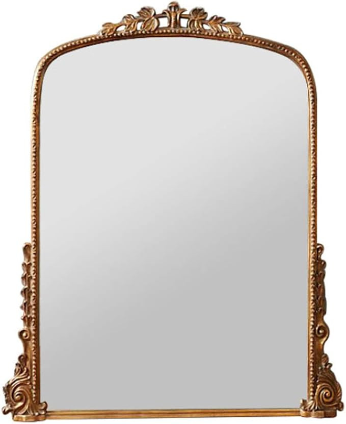 Vintage Carved Dressing Mirror, European Style Entrance Mirror, Wall-Mounted Fireplace Hanging Mi... | Amazon (US)