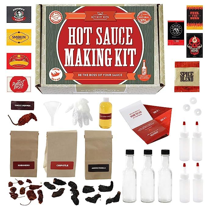 DIY Gift Kits Hot Sauce Making Kit, 26 Piece Set, Men's Gift, Gourmet Spicy Gift Set For Men, Pep... | Amazon (US)
