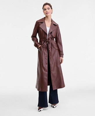 I.N.C. International Concepts Women's Faux-Leather Trench Coat, Macy's Exclusive - Macy's | Macy's