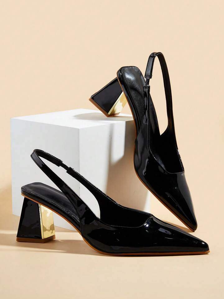 Elegant And Stylish Black High-Heel Sandals Featuring Pointy Toe, Rhinestone Bow, Ankle Strap And... | SHEIN