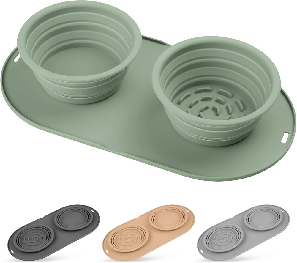 Puppy Dog Bowl,Travel Bowls Dog Food Bowls&Dog Water Bowls,No Spills,Collapsible Double Bowl,Suit... | Amazon (US)