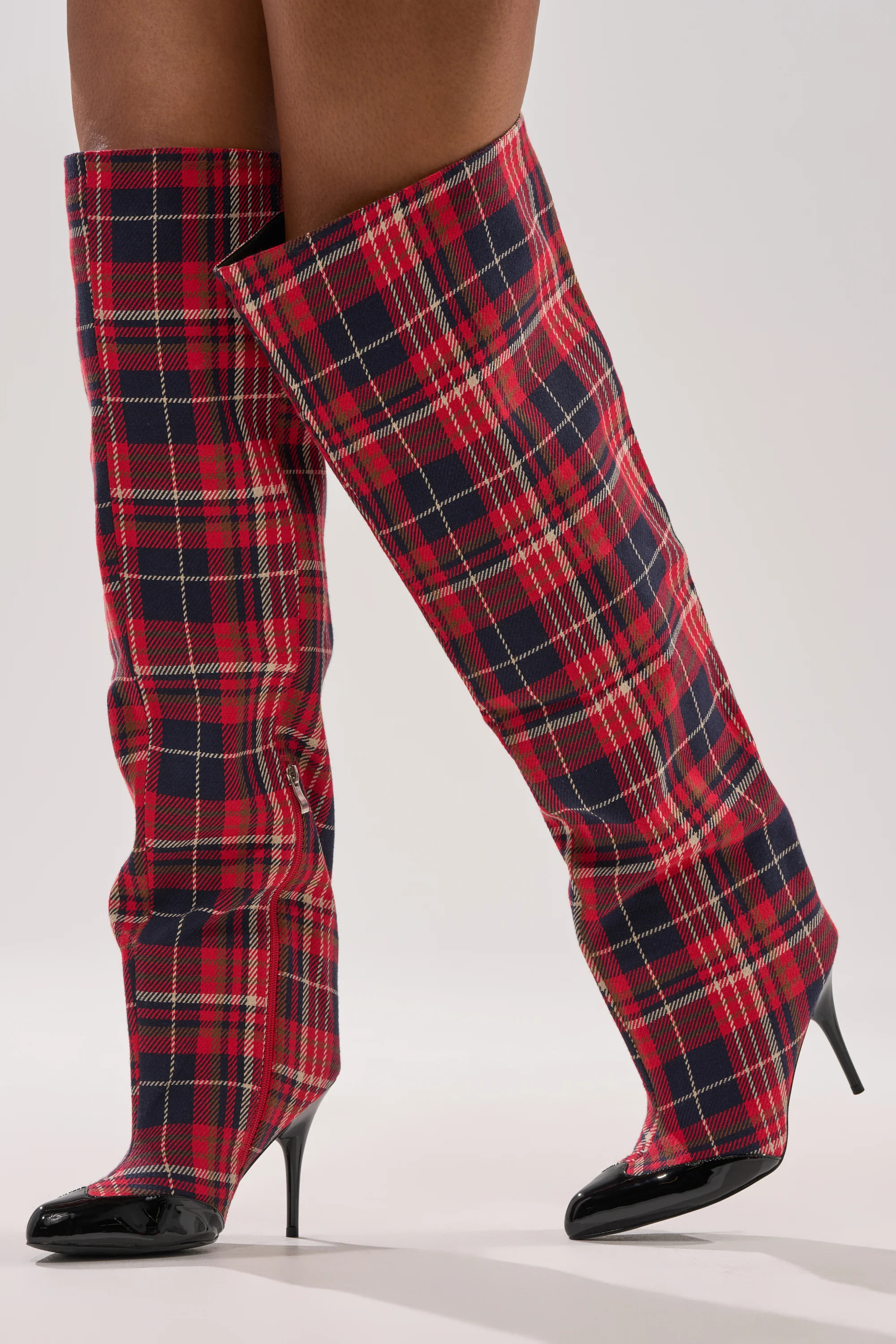 AKIRA GOLD LOCHANA MULTI PLAID FLANNEL SEXY BOOT | AKIRA
