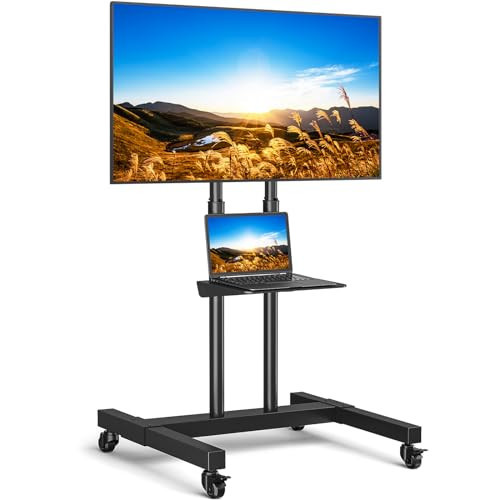 Rfiver Mobile TV Cart Rolling TV Stand for 32-83 Inch Screens up to 110lbs, Portable TV Stand on Wheels with Height Adjustable Shelf, Outdoor TV Stands Mount for Home Office MAX VESA 600x400mm, Black | Amazon (US)