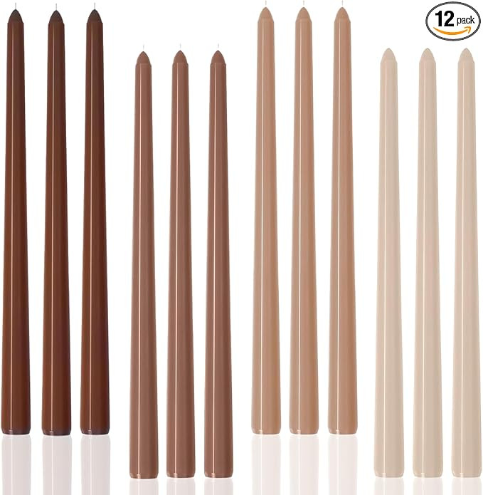Brown Tall Taper Candles 12 inch Unscented Smokeless Long Tall Tapered Candle for Candlesticks St... | Amazon (US)