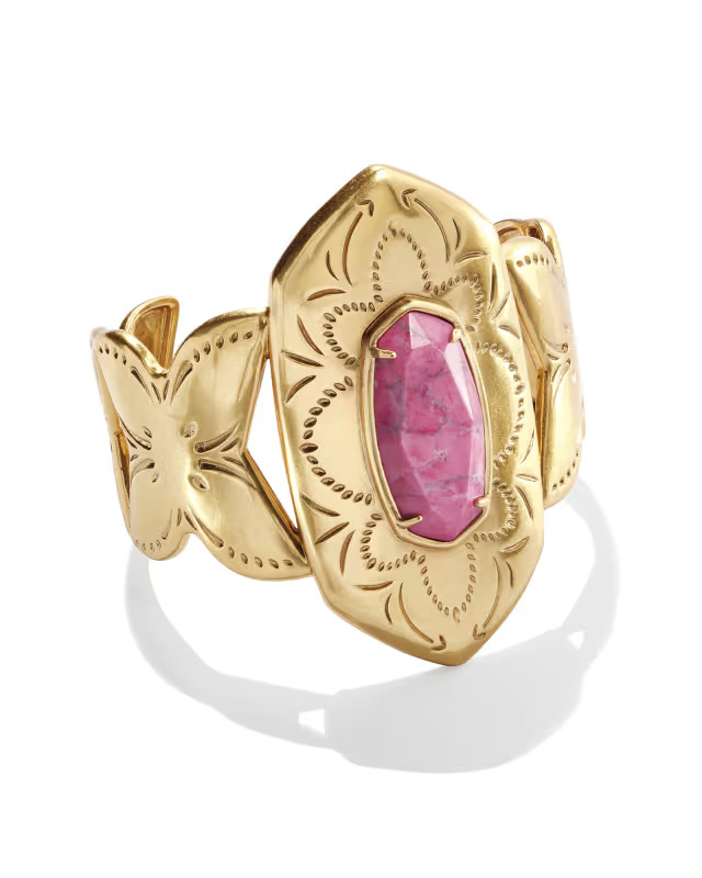 Keziah Vintage Gold Cuff Bracelet in Raspberry Variegated Magnesite | Kendra Scott