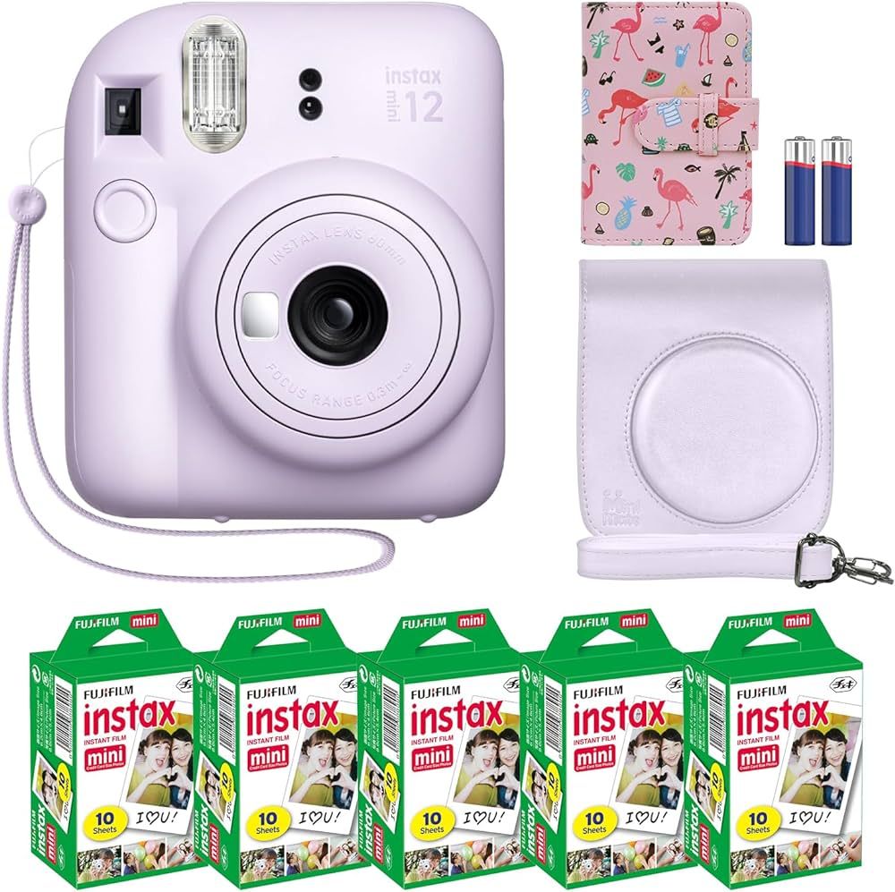 Fujifilm Instax Mini 12 Instant Camera Lilac Purple + MiniMate Accessory Bundle & Compatible Cust... | Amazon (US)