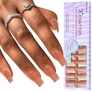 Soft Gel Nail Tips Square - BTArtbox Colored Press On Nails Long 150Pcs 2 in 1 X-coat Tips with T... | Amazon (US)