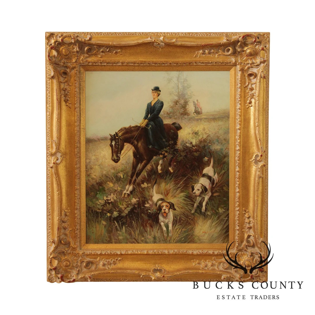 Victorian Hunting Scene Original Painting Signed - Etsy | Etsy (US)