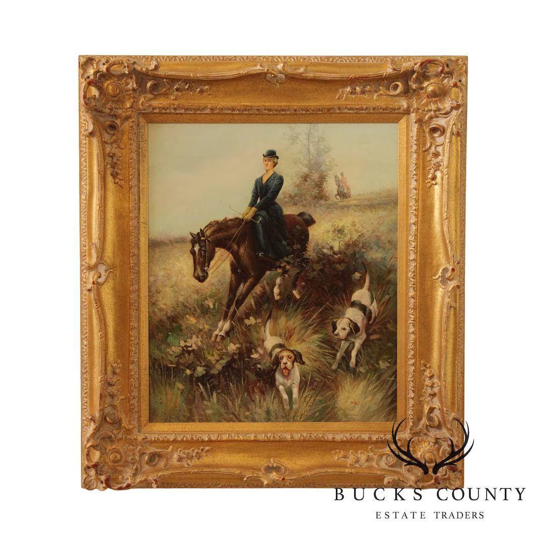 Victorian Hunting Scene Original Painting Signed - Etsy | Etsy (US)