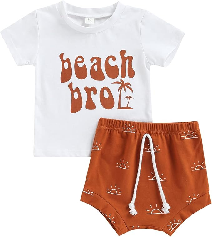 Baby Boy Summer Clothes Here Comes The Sun T-Shirts Tops Elastic Waist Shorts Set 2Pcs Toddler Ca... | Amazon (US)