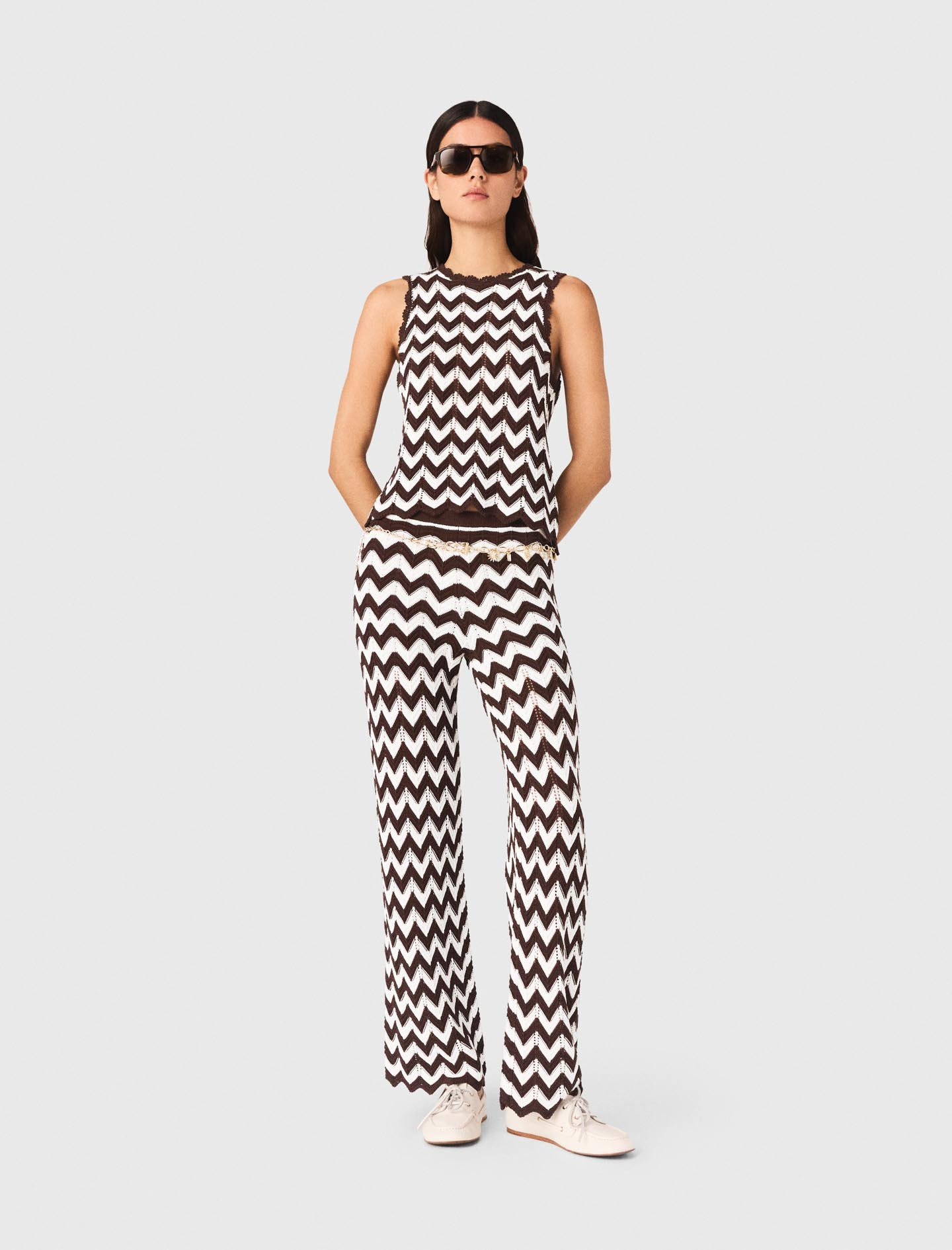Zigzag crochet top Brown for Women | Maje | Maje US