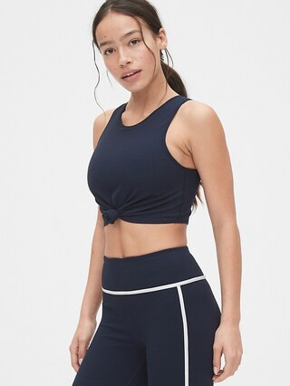 GapFit Ribbed Blackout Twist-Knot Cropped Sports Bra | Gap (US)