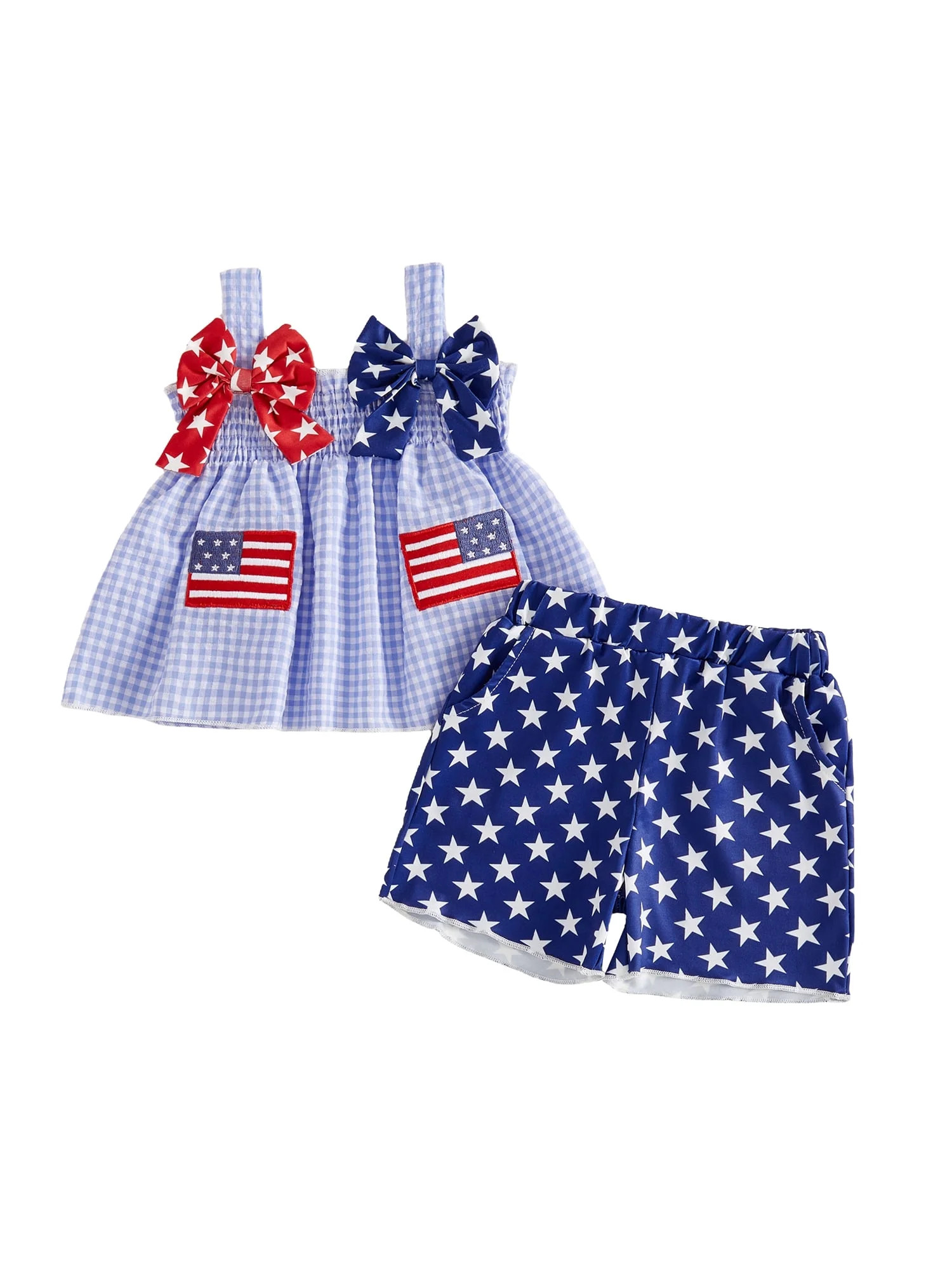 Loicainy Baby Toddler Girl 4th of July Clothes 3 6 12 18 24 Months 2T 3T Sleeveless Flag Patch Pl... | Walmart (US)