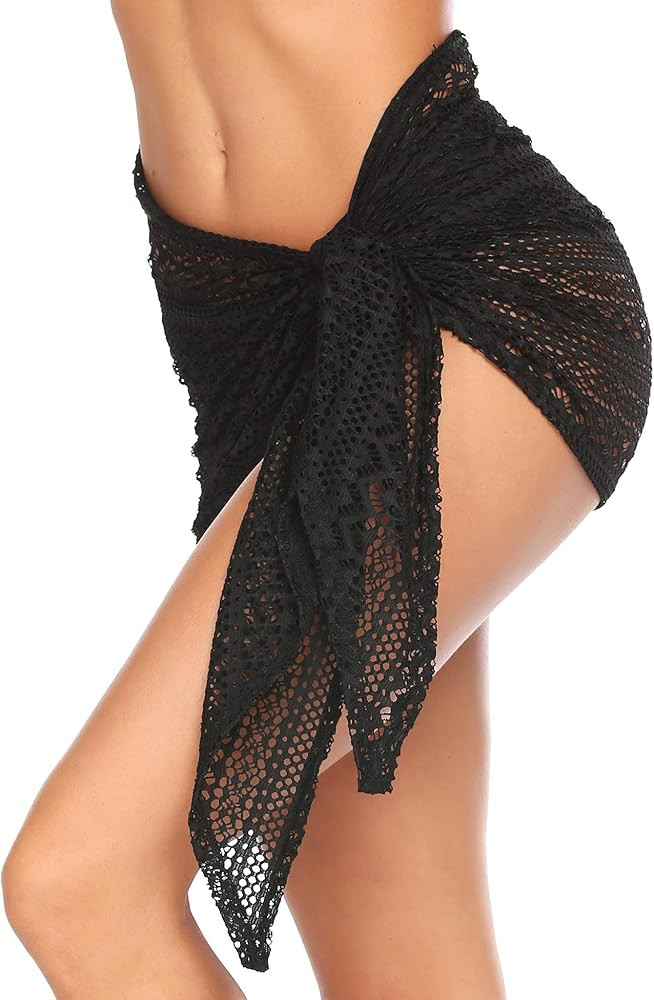 Ekouaer Women Short Sarongs Lace Bikini Wraps Beach Wrap Skirt Crochet Swimsuit Cover Up S-XXL | Amazon (US)