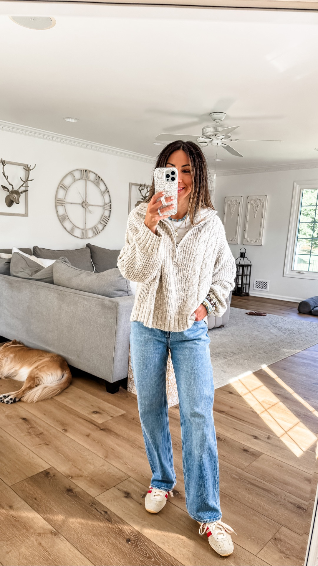 Copy the code from any of the items in the carousel for 20% off at Abercrombie. Jewelry code HOUSEOFLEO20. Jeans 26 x-short. Sweater medium.