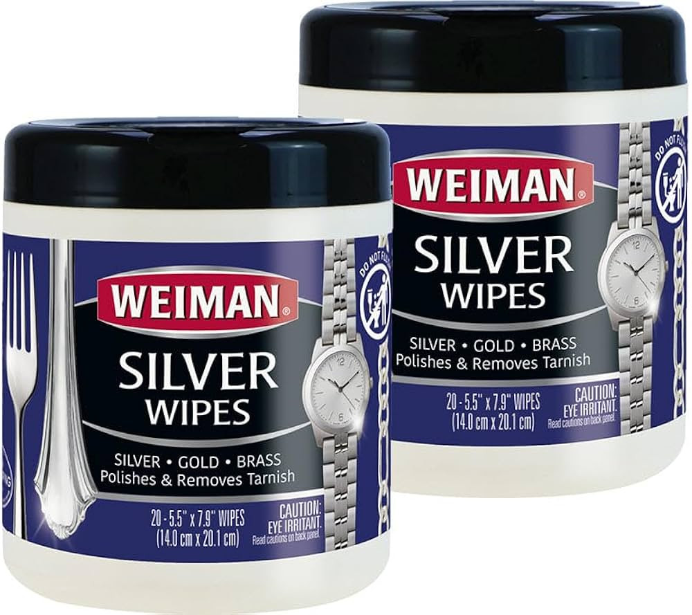 Weiman Silver Polish, Cleaner, and Tarnish Remover Wipes - 20 Count - 2 Pack - Use on Silver, Jew... | Amazon (US)