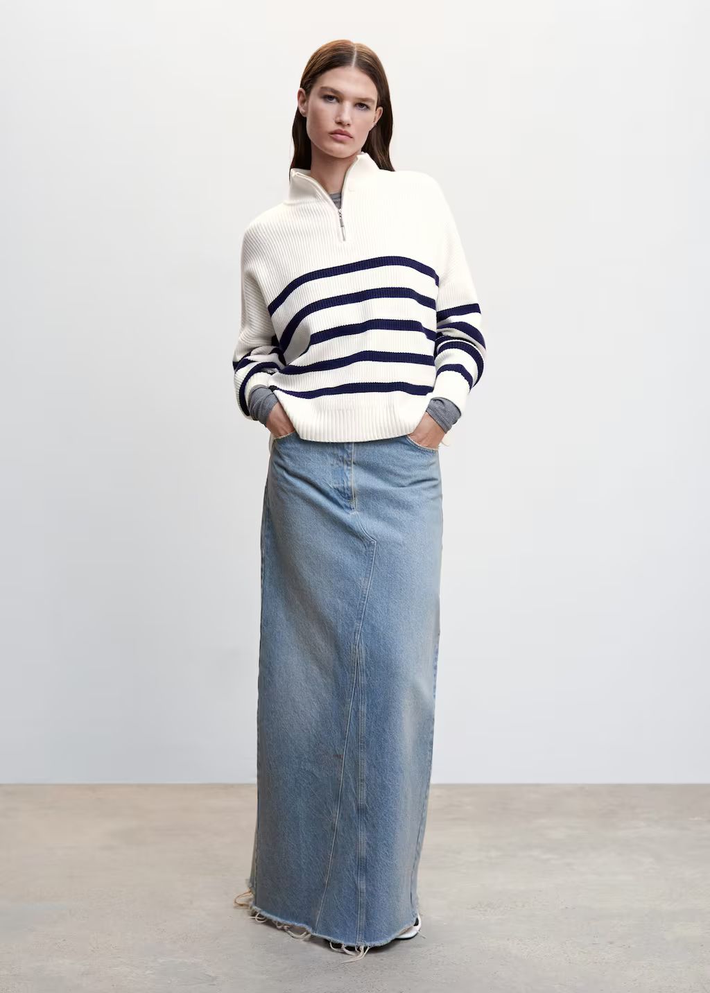Striped sweater with zipper | MANGO (US)