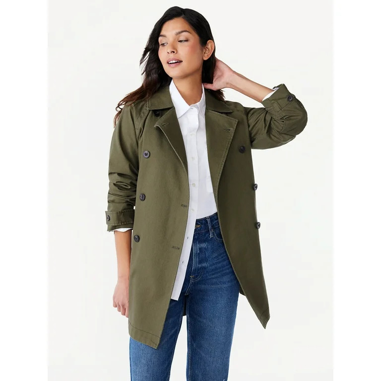 Free Assembly Women's Everyday Short Trench Coat, Sizes S-XXL | Walmart (US)