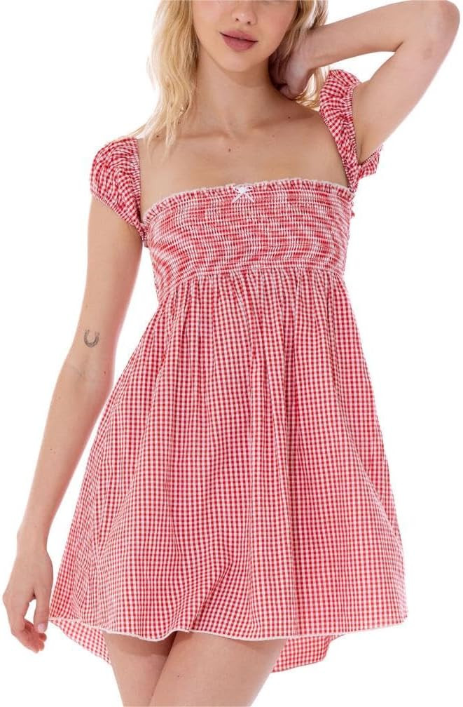 SOLILOQUY Women Spaghetti Strap Nightgown Victorian Princess Style Low Cut Backless Mini Dress Re... | Amazon (US)