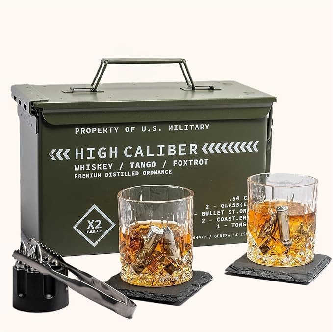 Titan LSO Whiskey Glasses and Stones in Unique Tactical Box Display | Bourbon Cocktail Cups, Coas... | Amazon (US)
