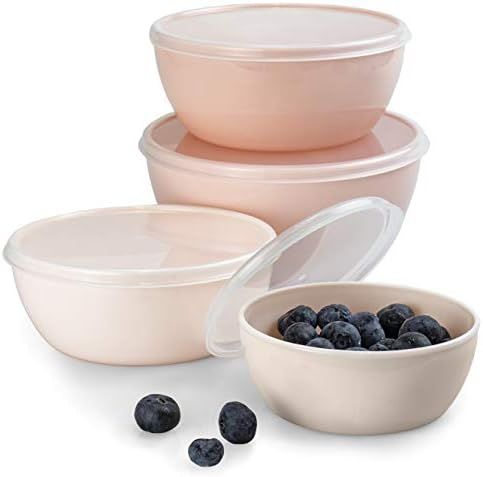 Cook with Color Plastic Prep Bowls - Mini Bowls with Lids, 8 Piece Nesting Bowls Set includes 4 P... | Amazon (US)