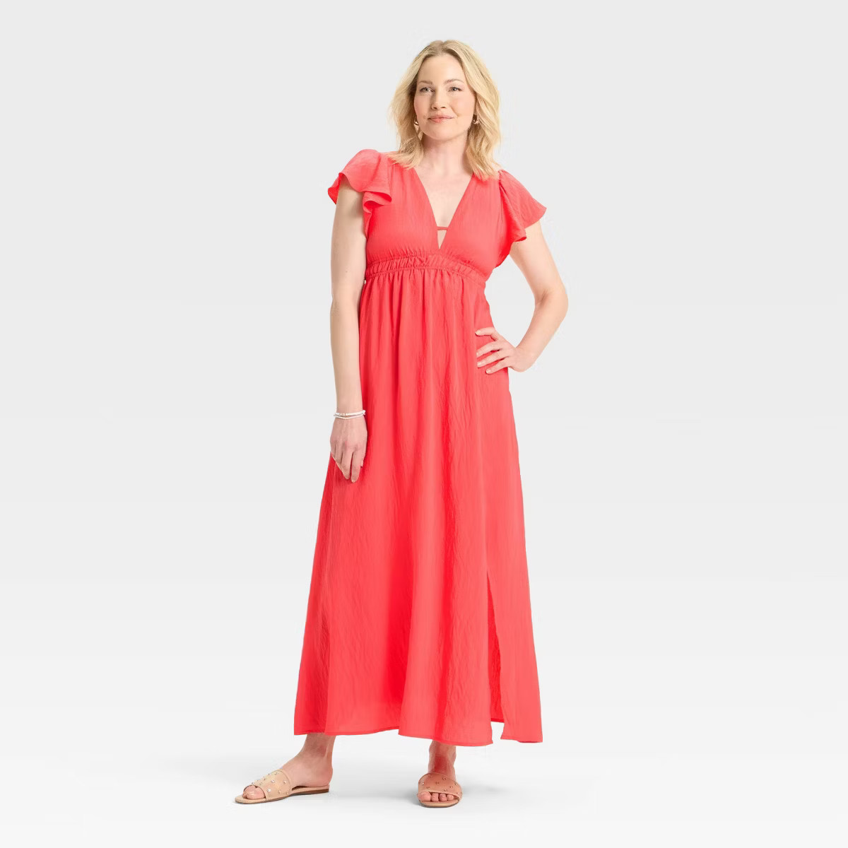 Women's Flutter Short Sleeve Maxi A-Line Dress - A New Day™ | Target